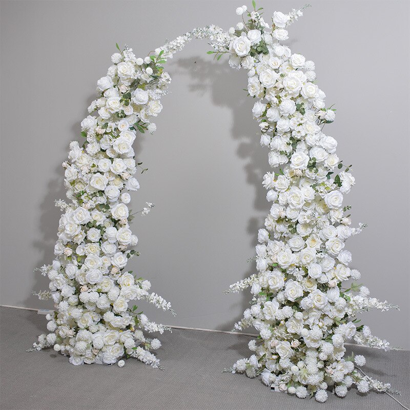 Horn Moon Shape Arch With White Red Floral Arrangement Wedding Backdrop Stage Flower Stand Table Centerpieces Ball WindowDisplay #1007