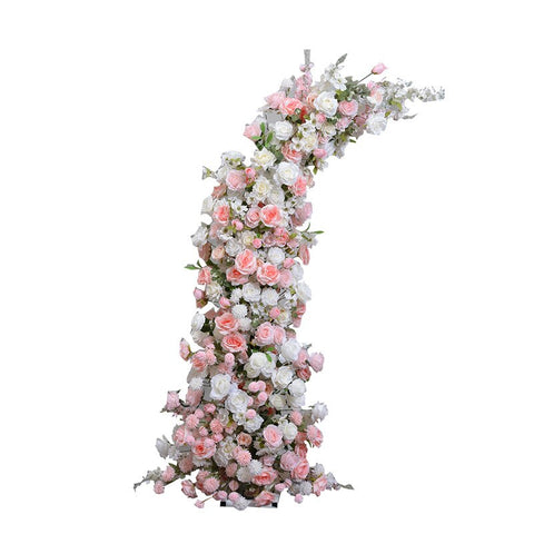 Horn Moon Shape Arch With White Red Floral Arrangement Wedding Backdrop Stage Flower Stand Table Centerpieces Ball WindowDisplay #1007