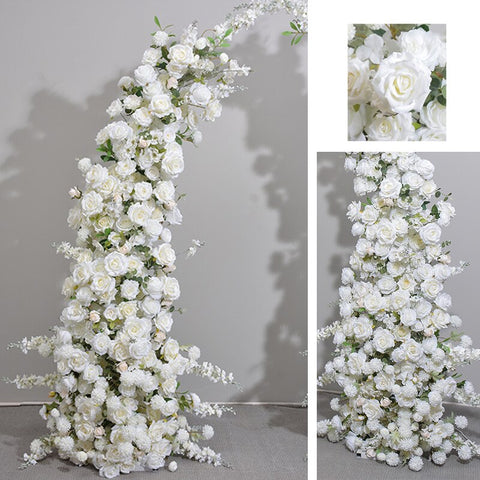 Horn Moon Shape Arch With White Red Floral Arrangement Wedding Backdrop Stage Flower Stand Table Centerpieces Ball WindowDisplay #1007