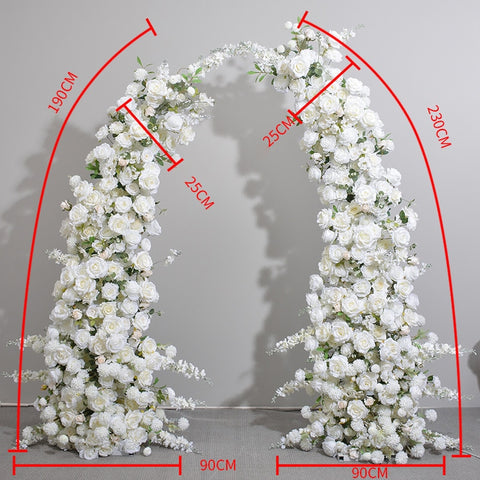 Horn Moon Shape Arch With White Red Floral Arrangement Wedding Backdrop Stage Flower Stand Table Centerpieces Ball WindowDisplay #1007