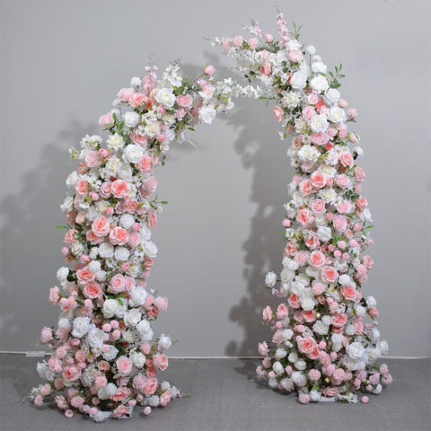 Horn Moon Shape Arch With White Red Floral Arrangement Wedding Backdrop Stage Flower Stand Table Centerpieces Ball Window Display #1020