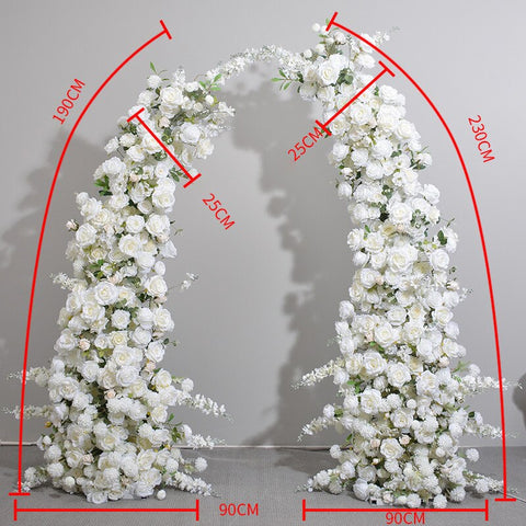 Horn Moon Shape Arch With White Red Floral Arrangement Wedding Backdrop Stage Flower Stand Table Centerpieces Ball Window Display #1020