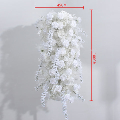 Luxury White Mist Grass Hanging Wisteria Wedding Backdrop 5D Floral Arrangement With Frame Arch Event Flower Stand Party Props #1008