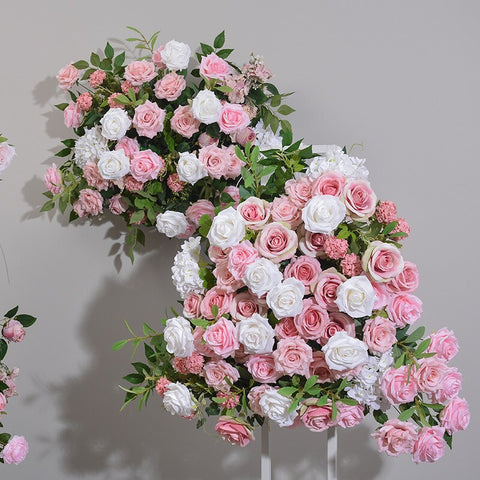 Luxury pink Green plant leaves rose Wedding Backdrop 5D Floral Arrangement Stage arch Flowers Row Banquet Event Window Display #1021