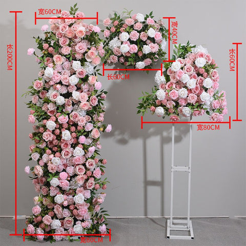 Luxury pink Green plant leaves rose Wedding Backdrop 5D Floral Arrangement Stage arch Flowers Row Banquet Event Window Display #1021