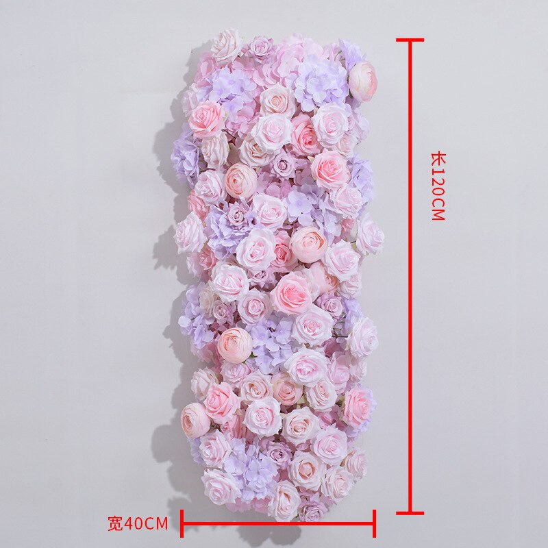 Pink Flower Row Meja Pernikahan, 60CM Pink Ungu Mawar Hydrangea Bola Bunga Acara Pesta Perjamuan Tampilan Jendela Bola Bunga #1010