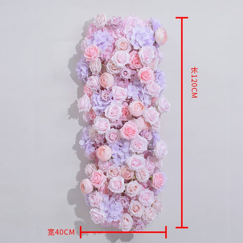 Pink Flower Row Meja Pernikahan, 60CM Pink Ungu Mawar Hydrangea Bola Bunga Acara Pesta Perjamuan Tampilan Jendela Bola Bunga #1010