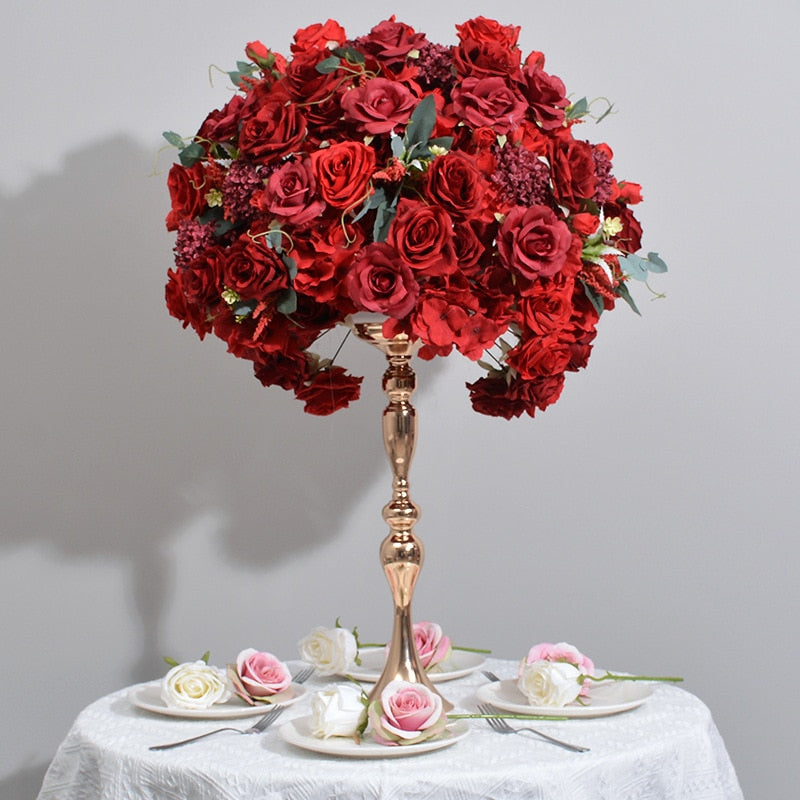 New Style Silk Rose Hydrangea Artificial Flower Ball Centerpieces  Centerpieces Party Decor Table Floral Ball Evenr Prop #1016