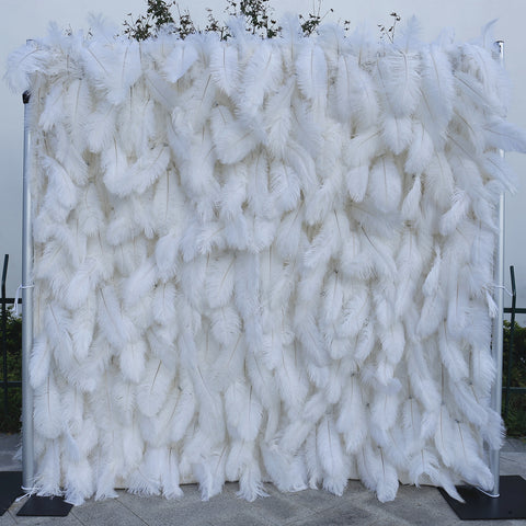 Grenzüberschreitende Außenhandelsquelle Weiße Federwand Hintergrundwand Hochzeit im Freien Straußenfedern dekorative Hintergrundblumenwand