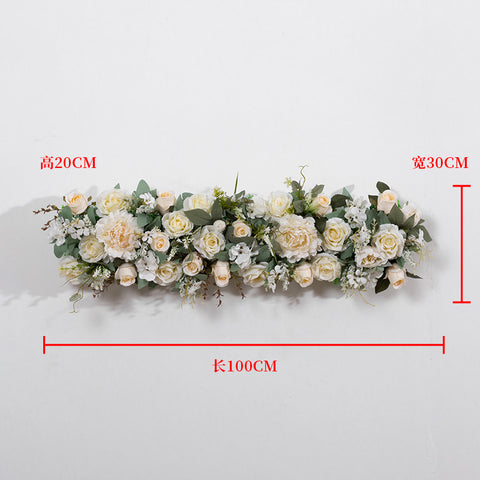 New artificial flower rows, wedding background, welcome area is arranged with hanging flowers, arches, window windows, door decorations, long rows of flowers #1071