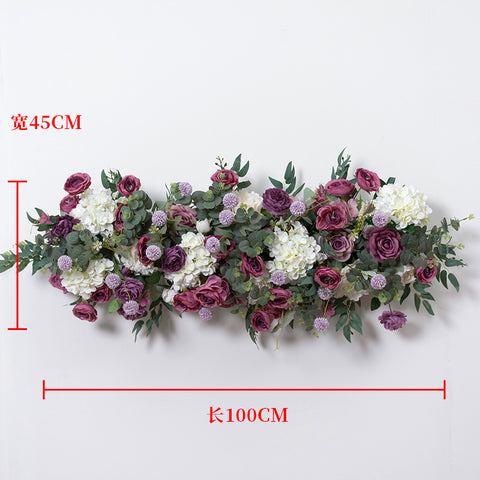 New peony rose row outdoor wedding arrangement background wall window table decoration long flowers #1074