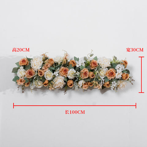 New artificial flower rows, wedding background, welcome area is arranged with hanging flowers, arches, window windows, door decorations, long rows of flowers #1071