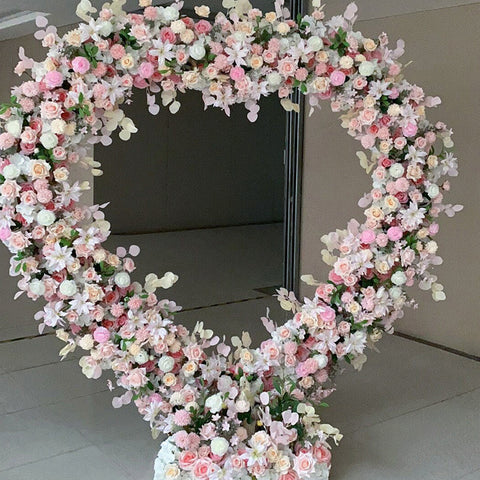 New Heart Shaped Frame Flower Art Package Shopping Mall Window Exhibition Hall Display Flowers Wedding Background Stage Decoration Simulation Flowers #1073