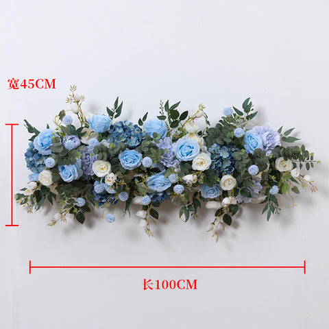 New peony rose row outdoor wedding arrangement background wall window table decoration long flowers #1074