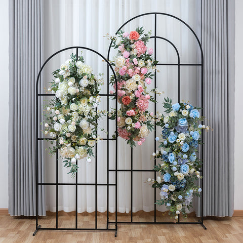 New peony rose row outdoor wedding arrangement background wall window table decoration long flowers #1074