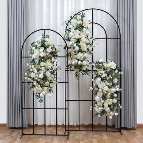 New peony rose row outdoor wedding arrangement background wall window table decoration long flowers #1074