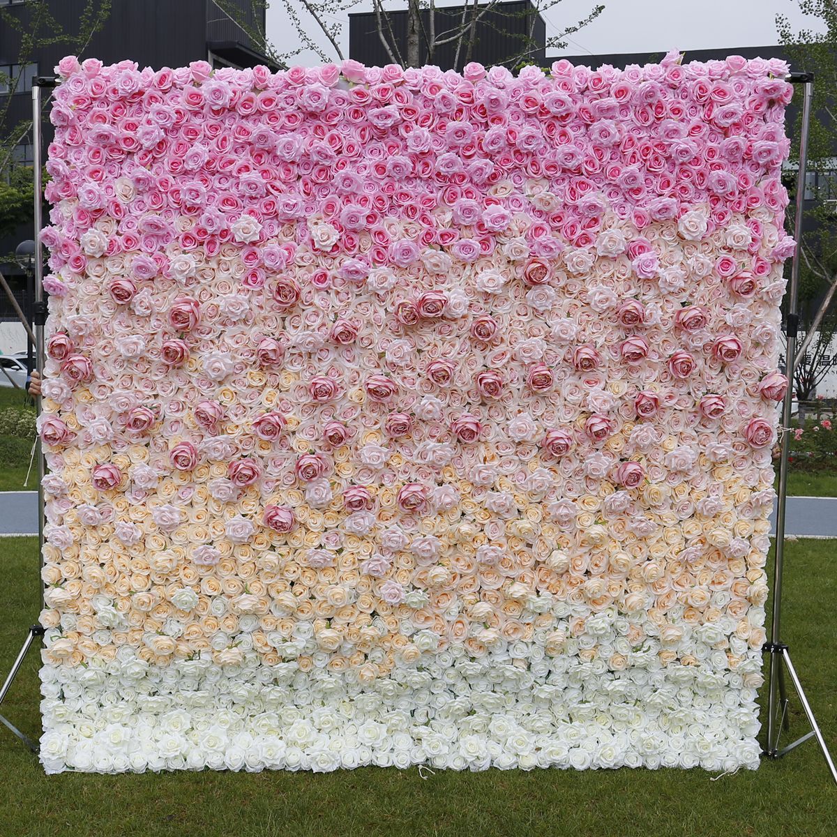 Simulated Floral Wall on The Fabric Bottom, Background Wall Decoration, Artificial Flower Net, Red Rose Wall, Wedding Entrance, Plant Wall #1108