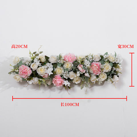 New artificial flower rows, wedding background, welcome area is arranged with hanging flowers, arches, window windows, door decorations, long rows of flowers #1071