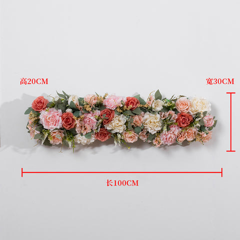 New artificial flower rows, wedding background, welcome area is arranged with hanging flowers, arches, window windows, door decorations, long rows of flowers #1071