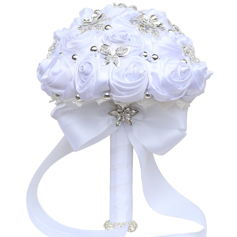 18cm Wedding Bouquet Bride Bridal Brooch Bouquets Bridesmaid Diamond Pearl Ribbon Valentine's Day Confession Party Church Corsage Flower W2023