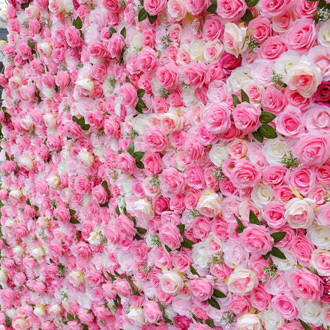 Cross Border Foreign Trade Pink Cloth Bottom Simulation Wall Wedding Floral Tiktok Network Red Broadcast Background Rose Wall #1051