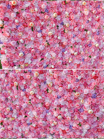 High Density Cloth Bottom Simulation Flower Wall Background Wall Wedding Site Layout Wedding Decoration Net Red Rose Silk Flower Wall #1065