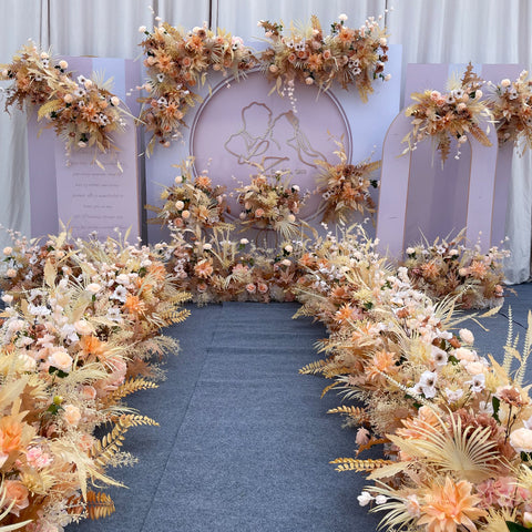 New Wedding Big Style Caramel Color Floor Arrangement with Simulated Silk Flower Decoration Eucalyptus Flower Arrangement Coffee Roadside Introduction Wedding Fireworks #1078