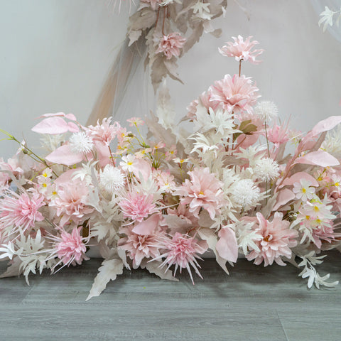 New triangle pink arch simulation suit floral wedding fake flowers road flower props shooting auditorium background. #1076