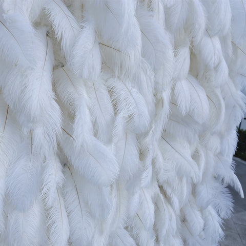 White feather wall background wall Wedding outdoor ostrich feather decorative background flower wall #1121