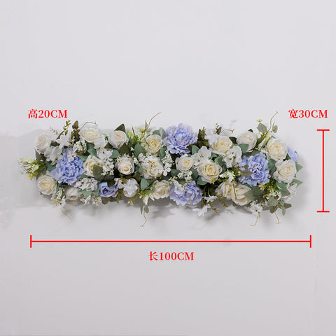 New artificial flower rows, wedding background, welcome area is arranged with hanging flowers, arches, window windows, door decorations, long rows of flowers #1071