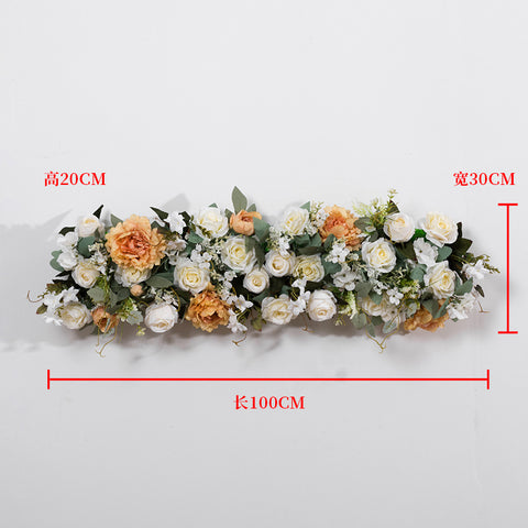 New artificial flower rows, wedding background, welcome area is arranged with hanging flowers, arches, window windows, door decorations, long rows of flowers #1071