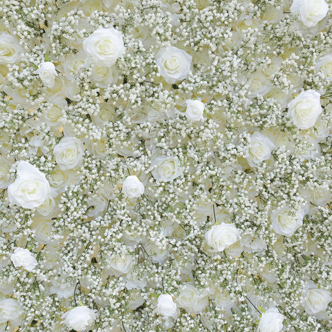 White Rose Babysbreath Luxury 5D Cloth Flower Wall Wedding Backdrop Decor Curtain Hang Gypsophila Fabric Floral Wall Party Props #1127