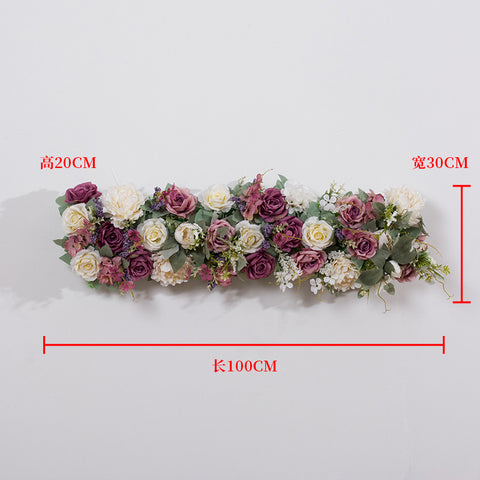 New artificial flower rows, wedding background, welcome area is arranged with hanging flowers, arches, window windows, door decorations, long rows of flowers #1071