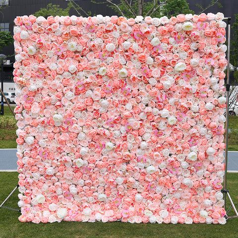 White Pink Dandelion Rose Fabric Flower Wall Wedding Backdrop Arrangement Artificail Rose Cloth Floral Wall Party Window Display #1125