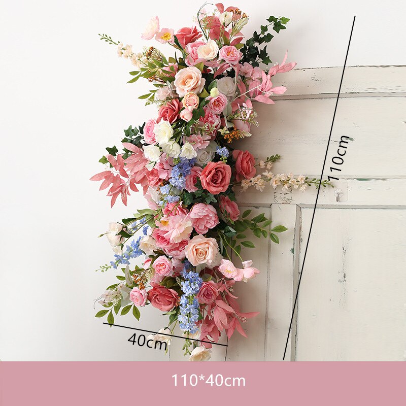 Pink Blue Series Wedding Foral Arrangement Event Table Centerpieces Ball Party Arch Decor Flowers Row Welcome Sign Decor Props #1085