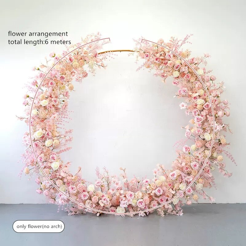 Pink Wedding Arch Floral Arrangement Event Party Backdrop Stage Decor Floor Flower Row Store Salon Layout Window Display Props #1090