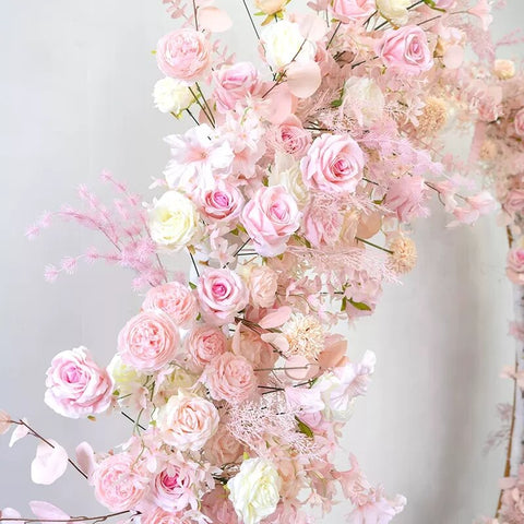 Pink Wedding Arch Floral Arrangement Event Party Backdrop Stage Decor Floor Flower Row Store Salon Layout Window Display Props #1090