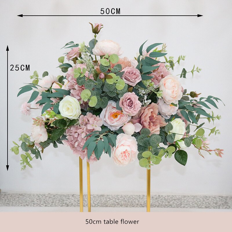 Pink Wedding Backdrop Floral Arrangement Arch Corner Flower Event Table Centerpieces Ball Party Floor Flowers Welcome Sign Props #1091