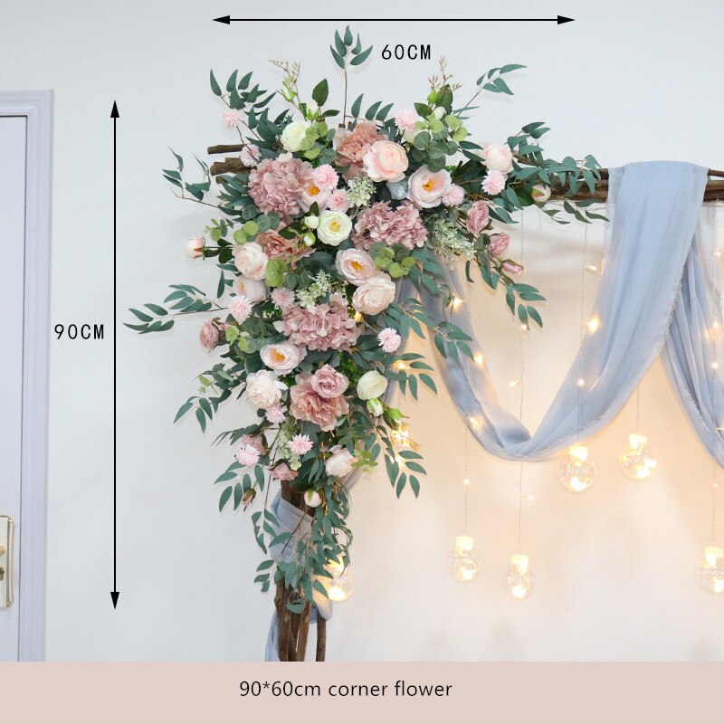 Pink Wedding Backdrop Floral Arrangement Arch Corner Flower Event Table Centerpieces Ball Party Floor Flowers Welcome Sign Props #1091