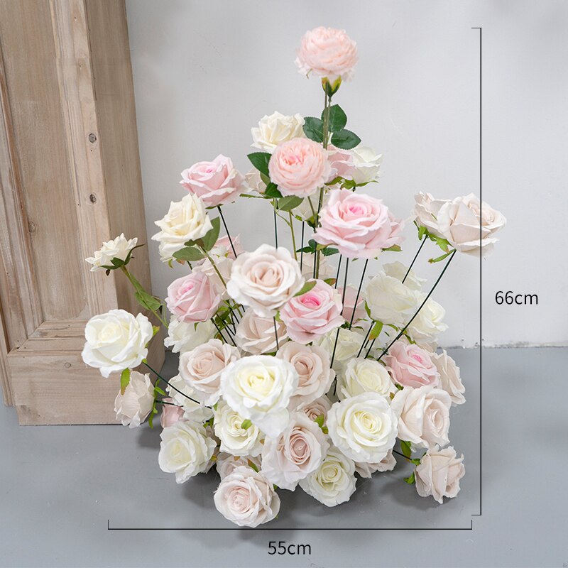 Pink Wedding Scene Backdrop Decor White Artificial Flower Row Arrangement Wall Hanging Floral Road Lead Flowers Ball Party Props #1093