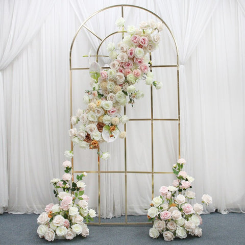 Pink Wedding Scene Backdrop Decor White Artificial Flower Row Arrangement Wall Hanging Floral Road Lead Flowers Ball Party Props #1093