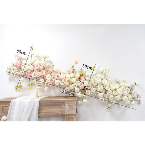 Pink Wedding Scene Backdrop Decor White Artificial Flower Row Arrangement Wall Hanging Floral Road Lead Flowers Ball Party Props #1093