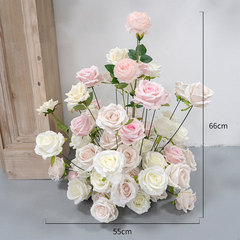 Pink Wedding Scene Backdrop Decor White Artificial Flower Row Arrangement Wall Hanging Floral Road Lead Flowers Ball Party Props #1093