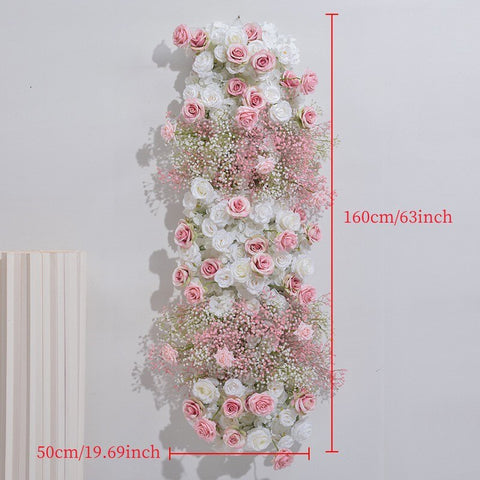 Pink White Rose Babysbreath Orchid Wedding Backdrop Decor Floral Arrangement Event Table Centerpiece Flower Ball Party Props #1019