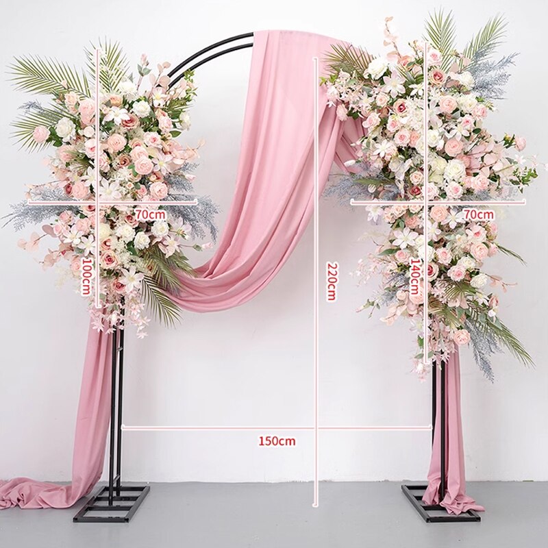 Pink White Rose Peony Green Plants Flower Row Runner Wedding Backdrop Arch Decor Floral Arrangement Hang Flower Event Party Prop #1096