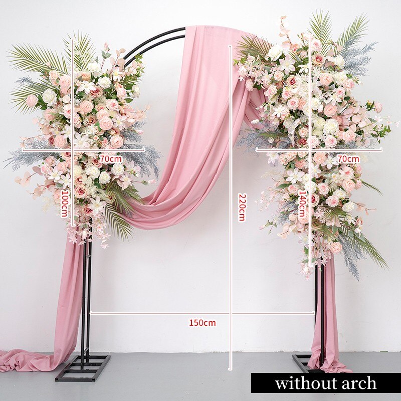 Pink White Rose Peony Green Plants Flower Row Runner Wedding Backdrop Arch Decor Floral Arrangement Hang Flower Event Party Prop #1096