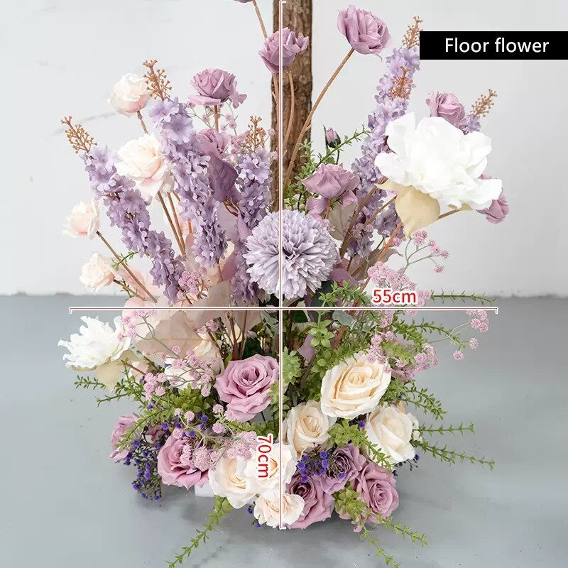 Purple Rose Delphinium Dandelion Artificial Hang Corner Flower Road Lead Floor Floral Arrangements Wedding Event Backdrop Decor #1099