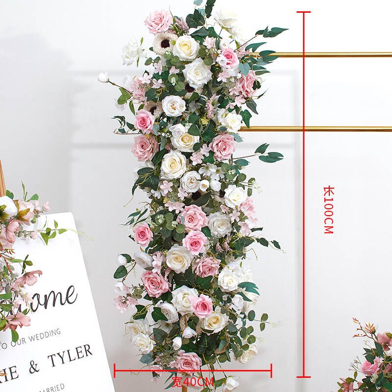 Rose Baby Breath Greenery Wedding Floral Arrangement Table Centerpiece Ball Event Welcome Sign Flower Party Props Window Display #1017