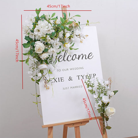 Rose Baby Breath Greenery Wedding Floral Arrangement Table Centerpiece Ball Event Welcome Sign Flower Party Props Window Display #1017