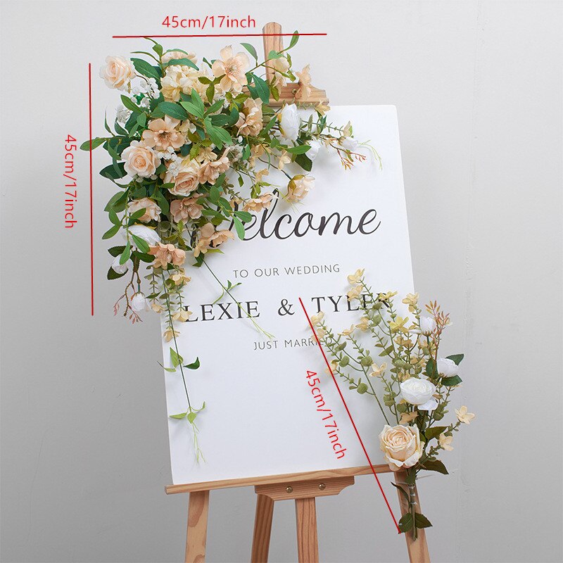 Rose Baby Breath Greenery Wedding Floral Arrangement Table Centerpiece Ball Event Welcome Sign Flower Party Props Window Display #1017